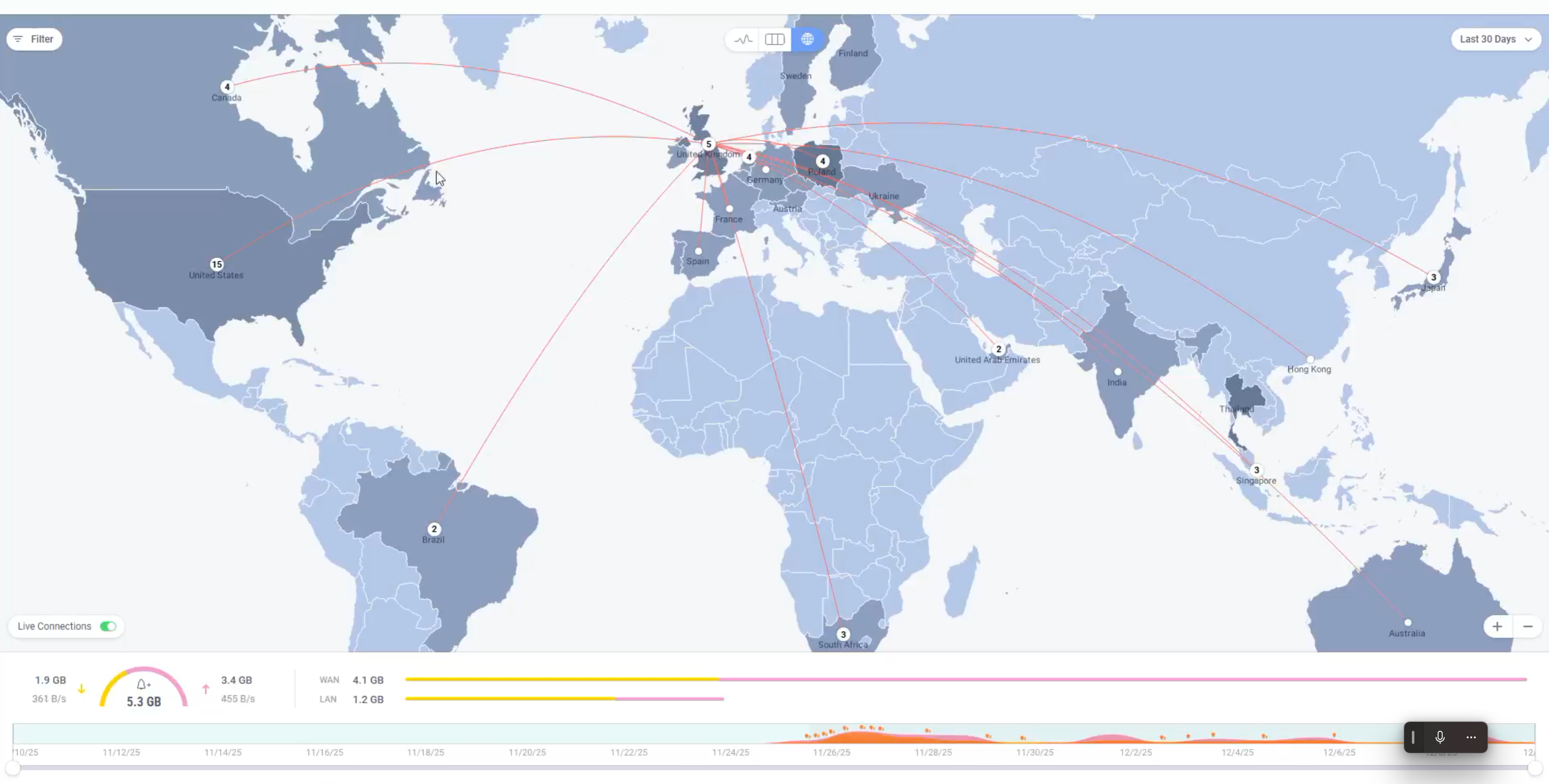 World map showing Taskscape Ltd locations